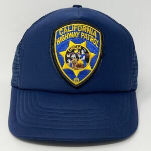 Vintage California Highway Patrol Eureka Trucker Hat Baseball Cap Snapback Blue